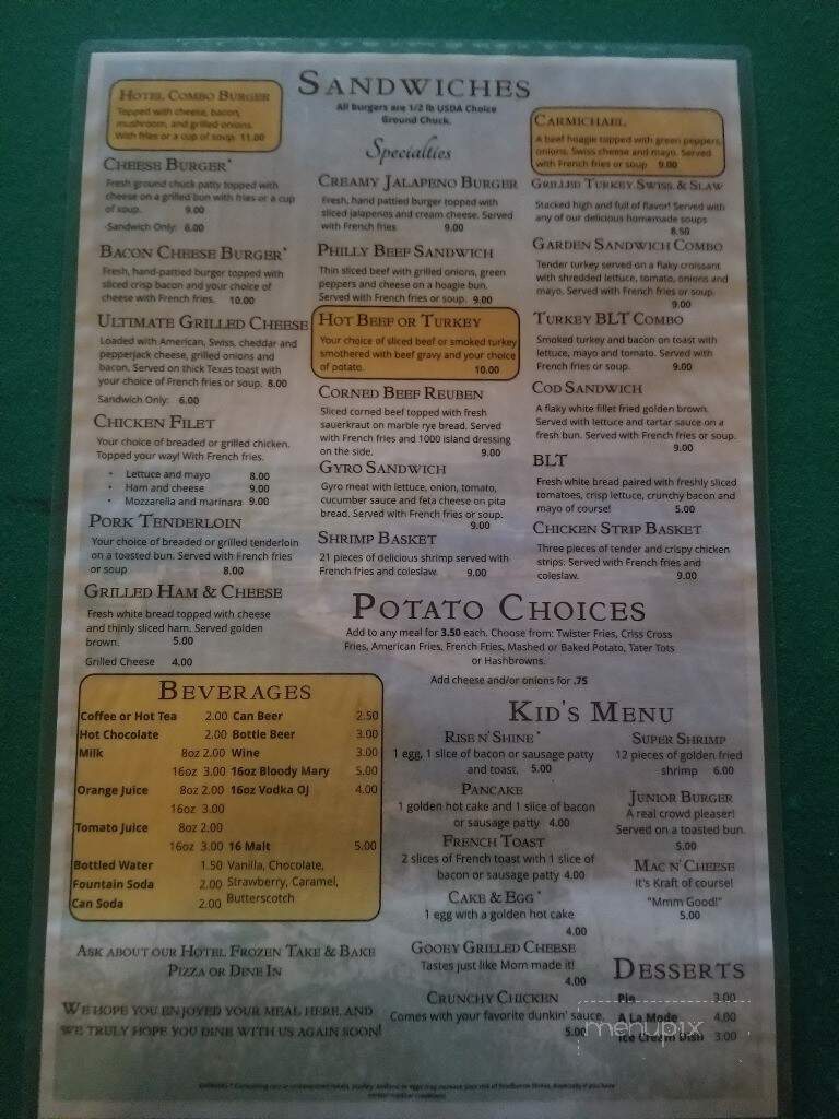 Riverview Hotel & Restaurant - Bellevue, IA menu_pic
