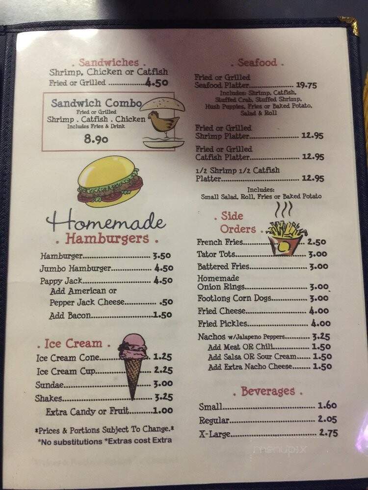 Pappy's Drive Inn - Lake Arthur, LA menu_pic
