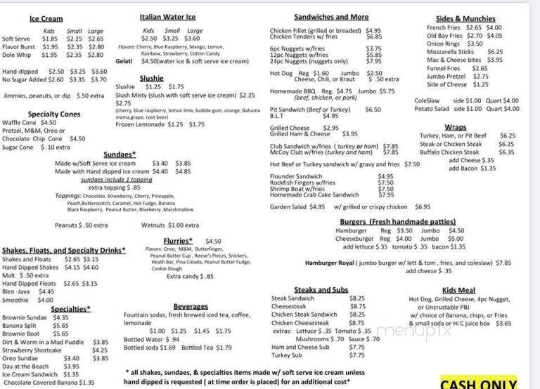 Real Mc Coy Dairy Creme - Chesapeake City, MD menu_pic