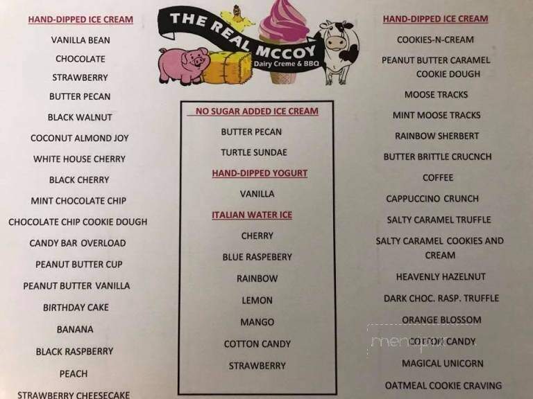 Real Mc Coy Dairy Creme - Chesapeake City, MD menu_pic