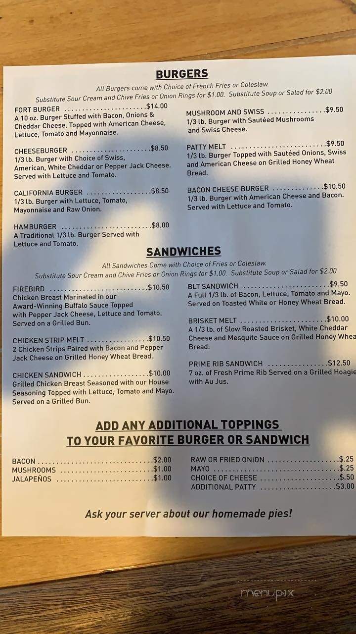 Fort Steakhouse - Fort Ripley, MN menu_pic