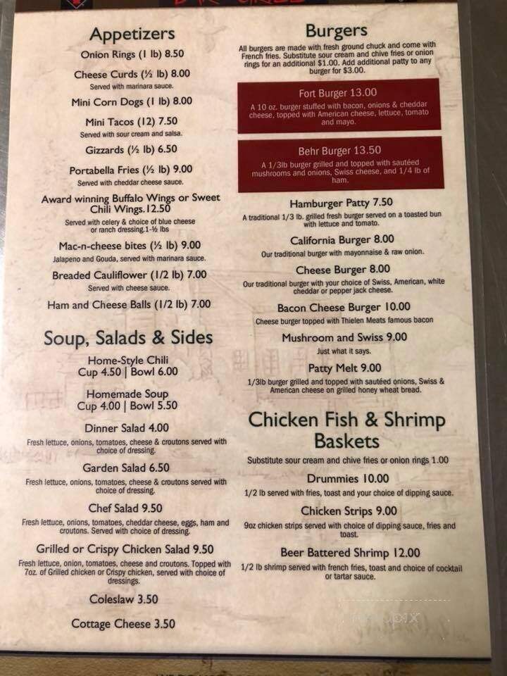 Fort Steakhouse - Fort Ripley, MN menu_pic
