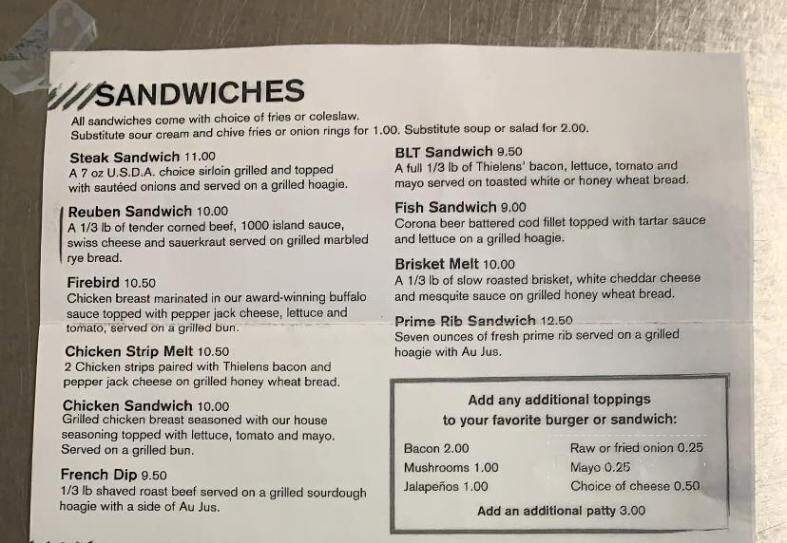 Fort Steakhouse - Fort Ripley, MN menu_pic
