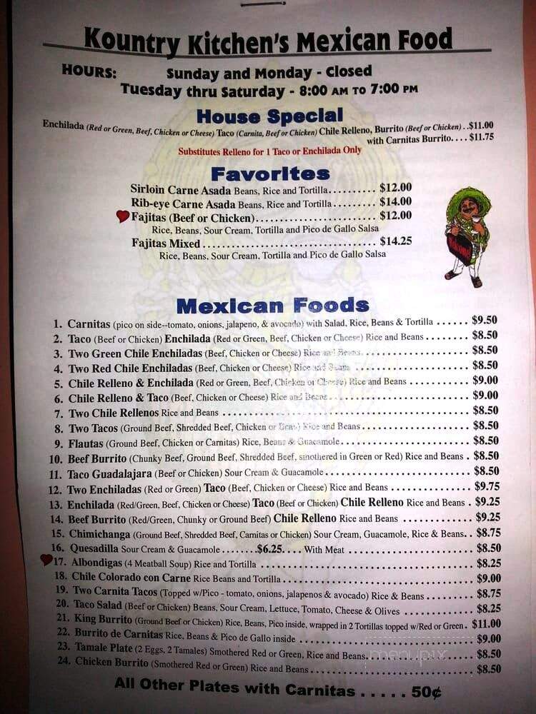 Kountry Kitchen - Silver City, NM menu_pic