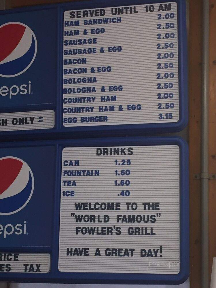 Fowler's Grill Of Loris - Loris, SC menu_pic