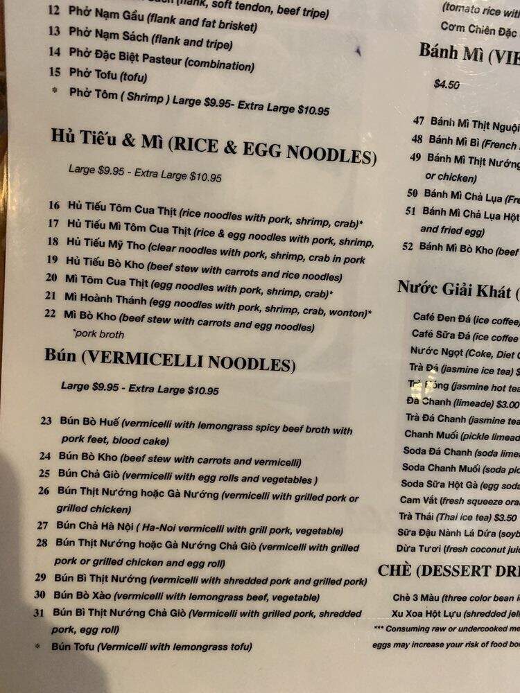 Pho Pasteur 2 - Carrollton, TX menu_pic