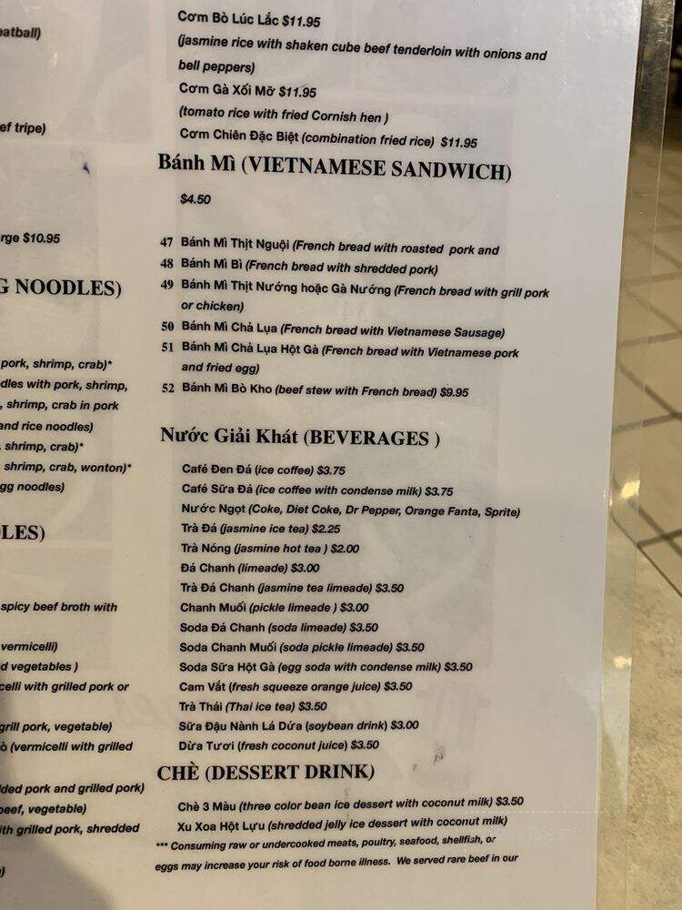 Pho Pasteur 2 - Carrollton, TX menu_pic