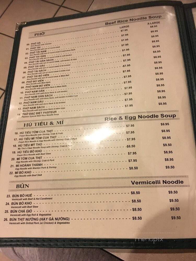 Pho Pasteur 2 - Carrollton, TX menu_pic
