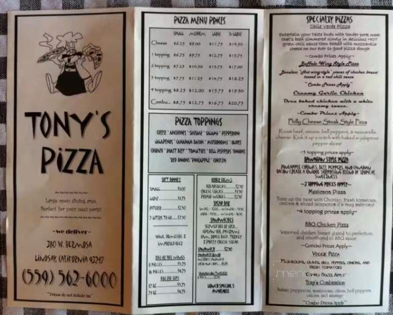 Tony's Pizza - Lindsay, CA
