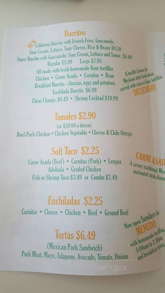 Super Burrito & Tacqueria - Woodland, CA menu_pic