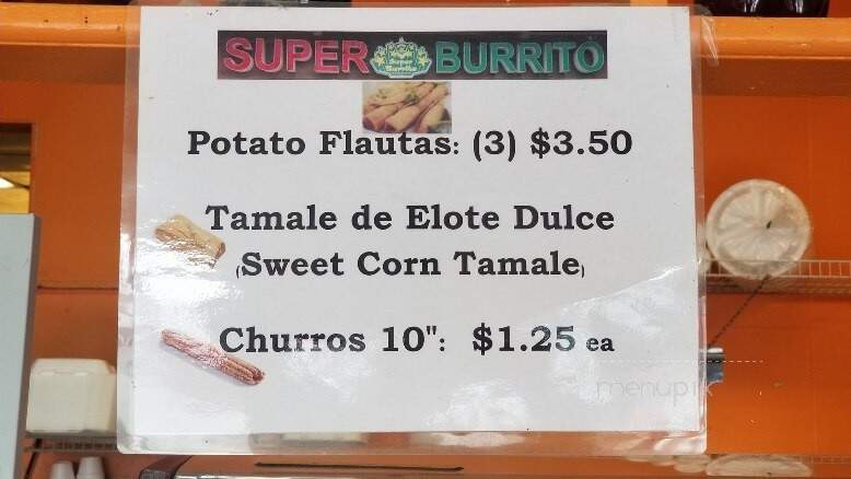 Super Burrito & Tacqueria - Woodland, CA menu_pic
