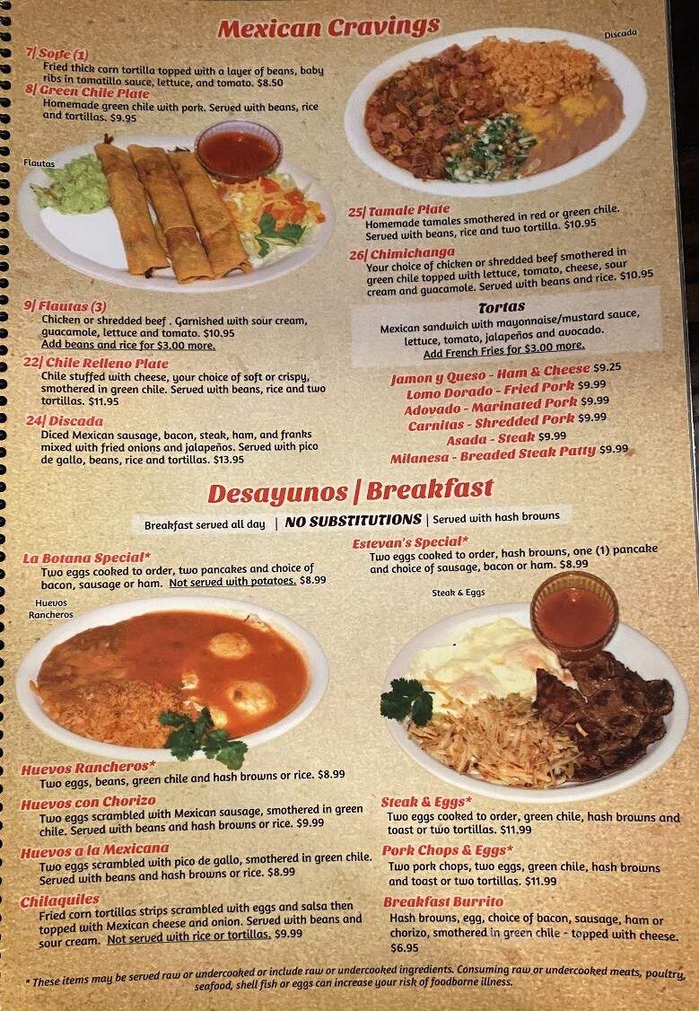 La Botana Restaurant - Thornton, CO menu_pic