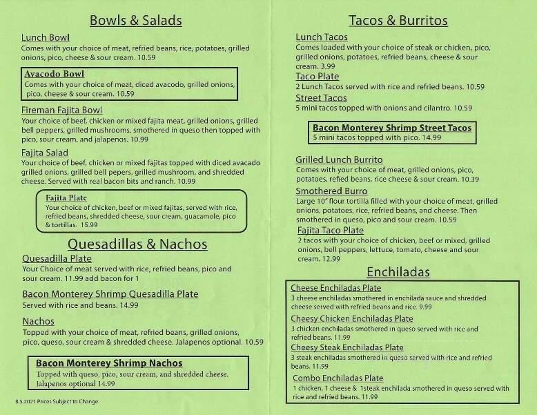 Taco's by The Trax - Trinity, TX menu_pic