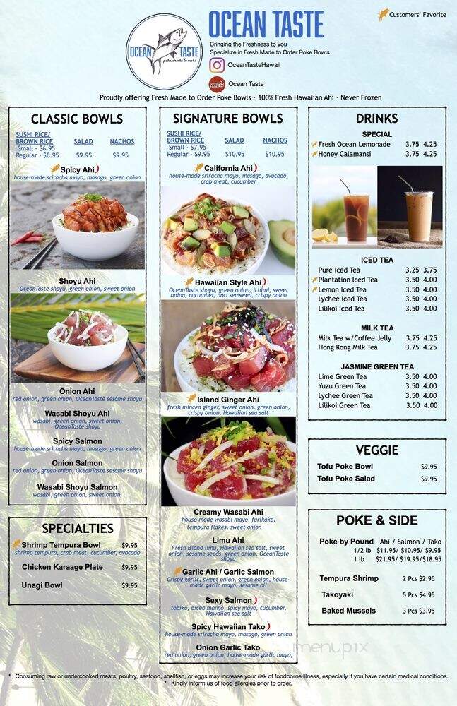Ocean Taste - Honolulu, HI menu_pic