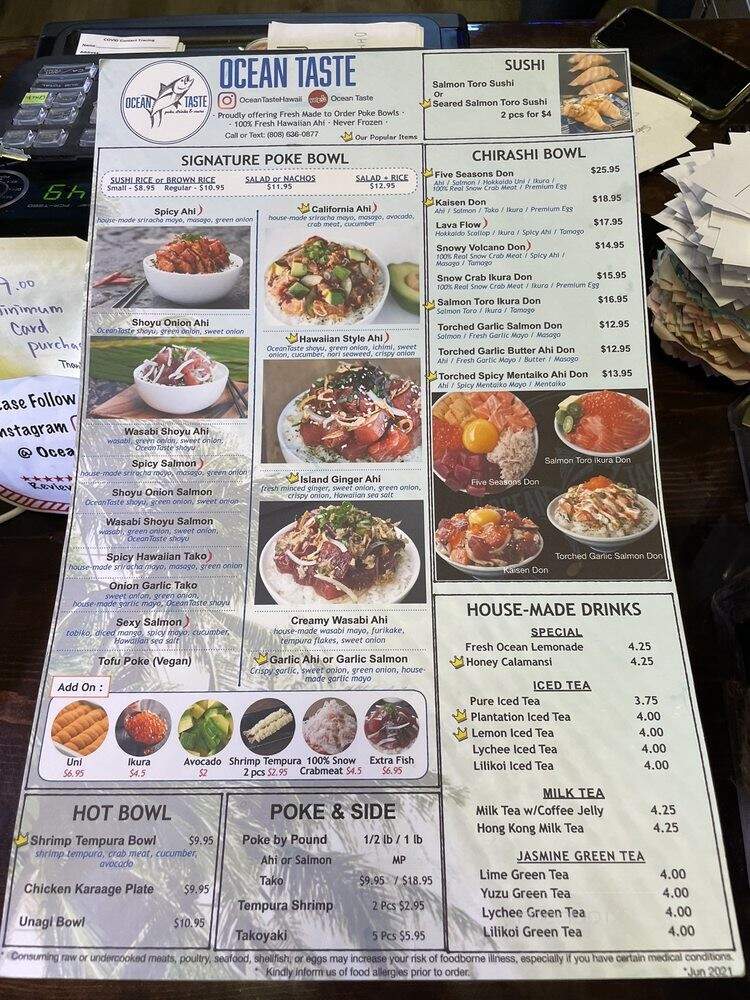 Ocean Taste - Honolulu, HI menu_pic