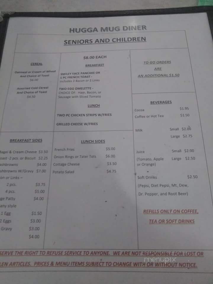 Hugga Mug Diner - Vancouver, WA menu_pic