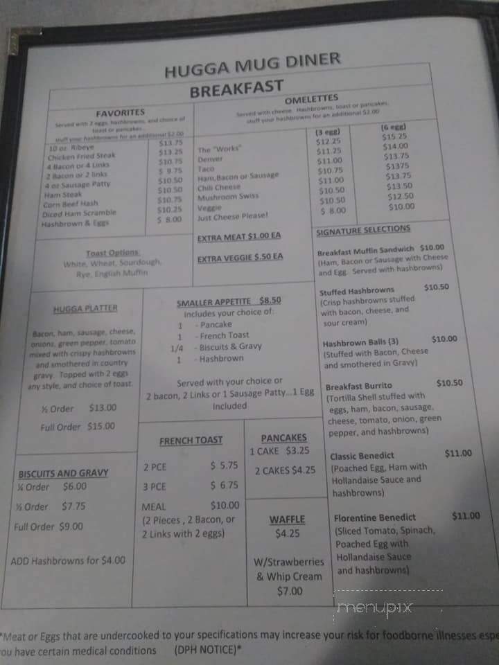 Hugga Mug Diner - Vancouver, WA menu_pic