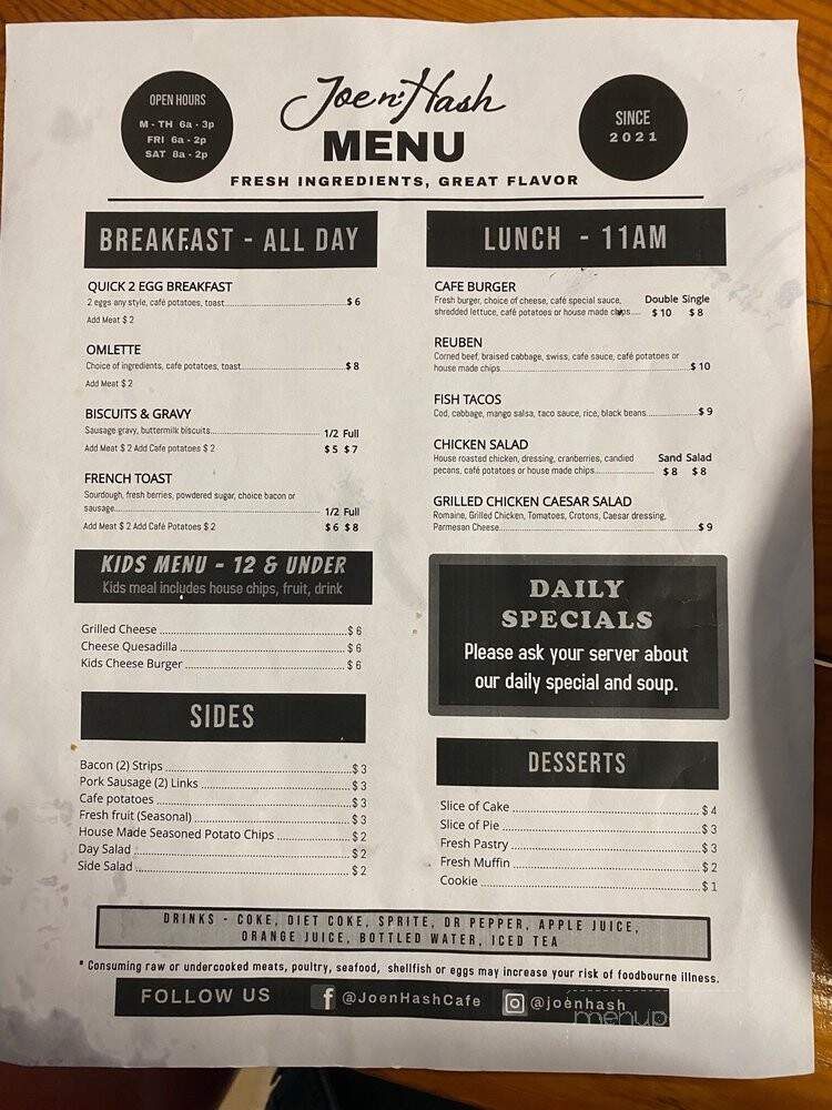 Joe n' Hash - Clinton, AR menu_pic