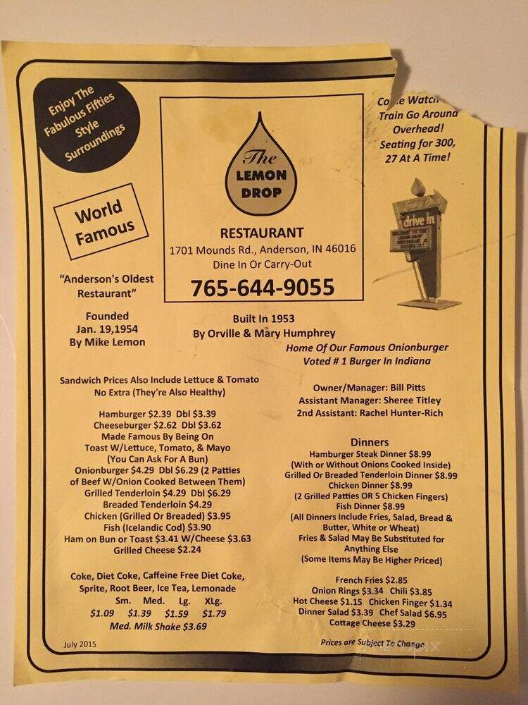 Lemon Drop - Anderson, IN menu_pic