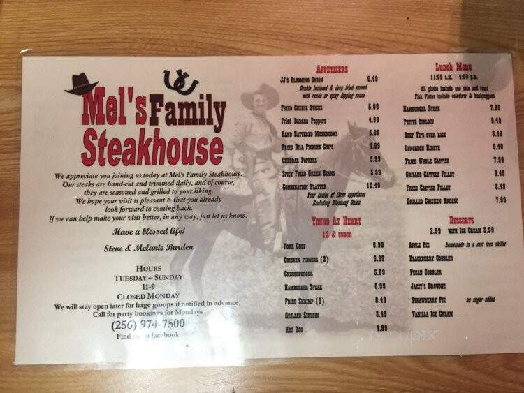 Mels Family Steakhouse - Moulton, AL