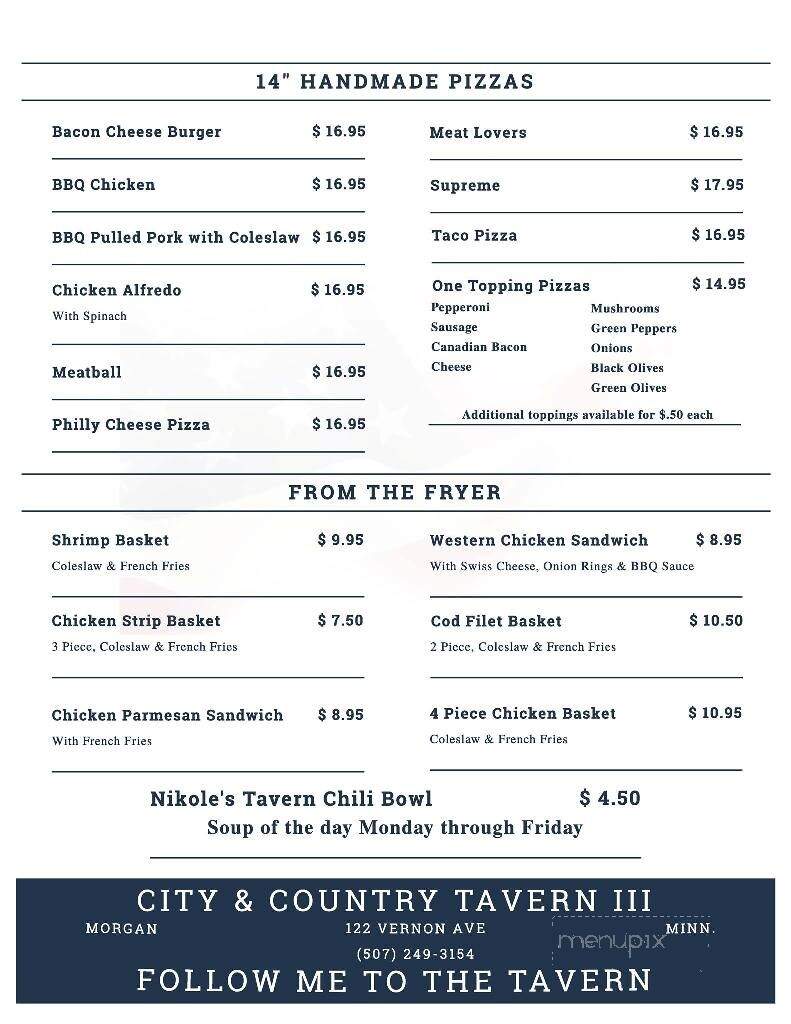 City & Country Tavern LLC - Morgan, MN menu_pic