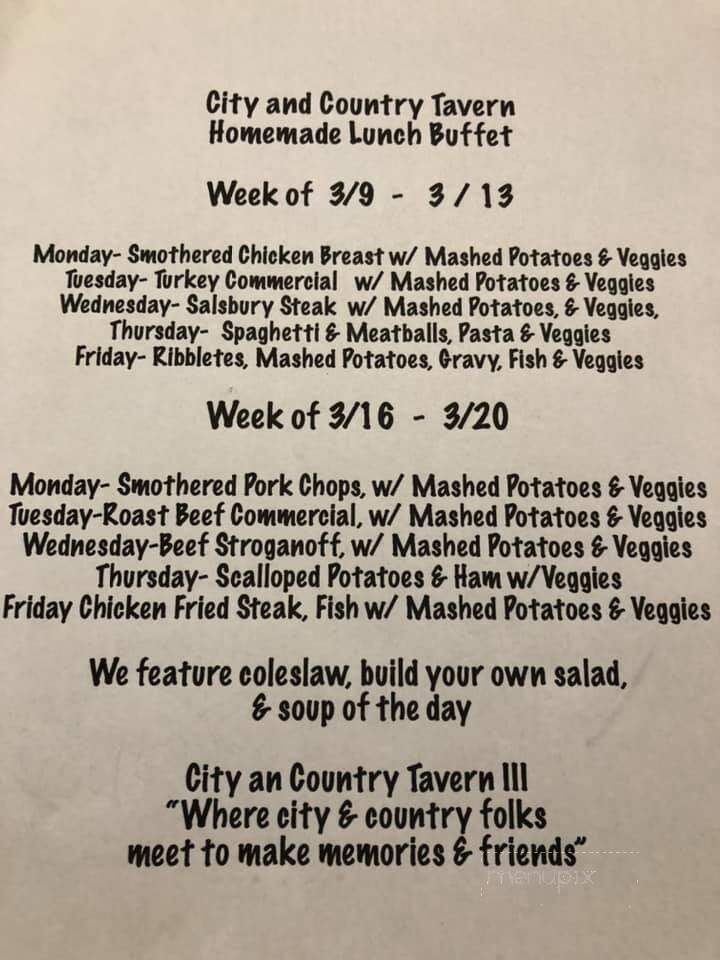 City & Country Tavern LLC - Morgan, MN menu_pic
