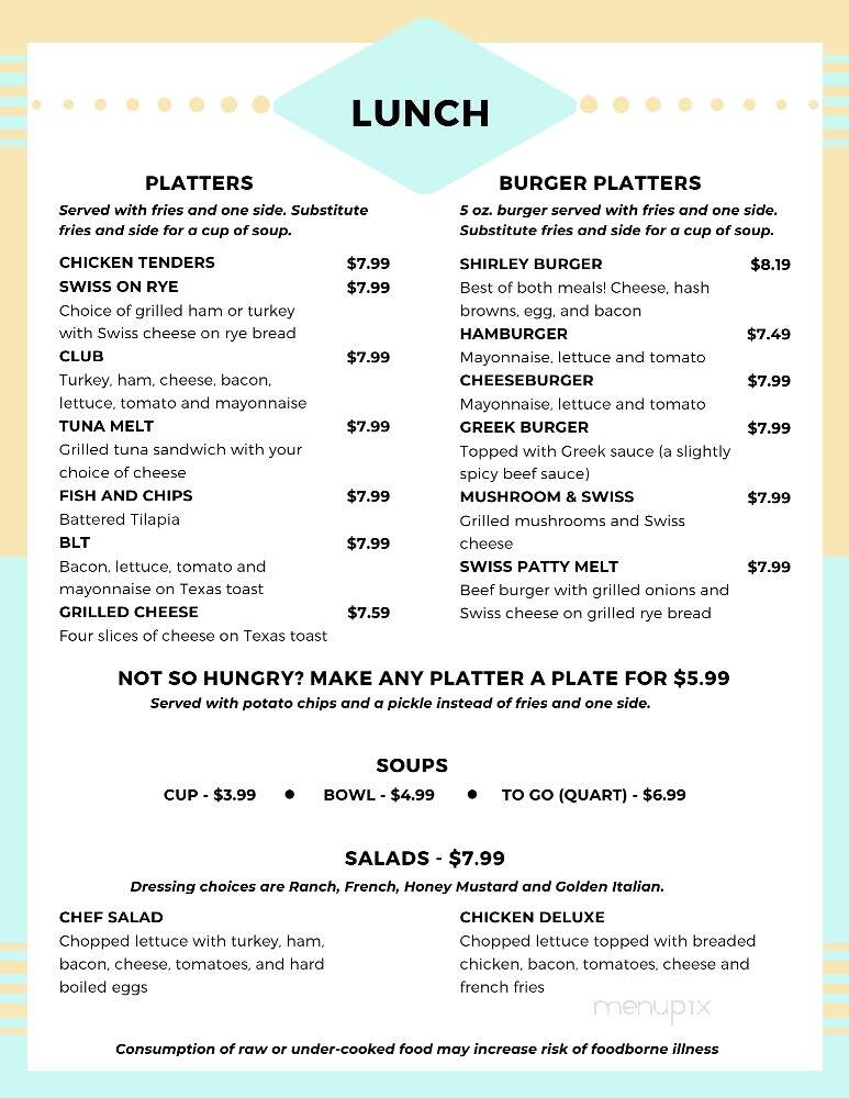 Shirley's Country Kitchen - Erie, PA menu_pic
