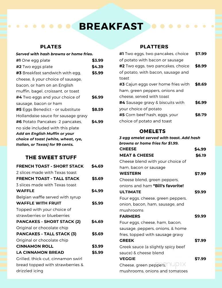 Shirley's Country Kitchen - Erie, PA menu_pic