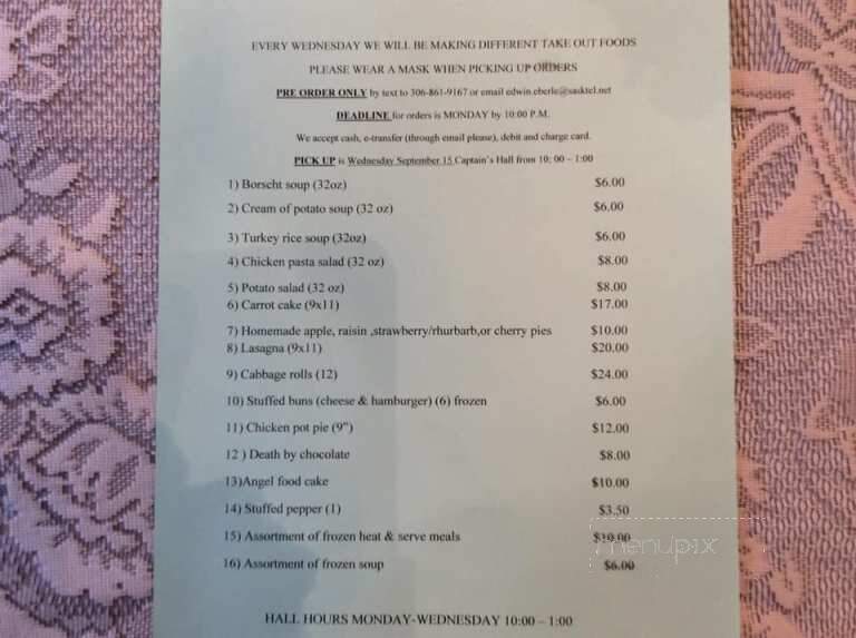 Captain's Table - Weyburn, SK menu_pic