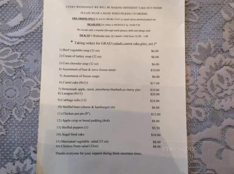 Captain's Table - Weyburn, SK menu_pic