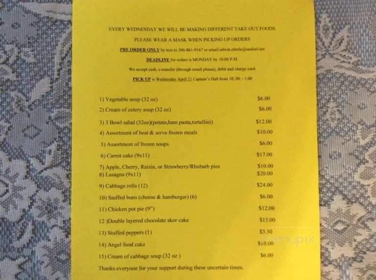 Captain's Table - Weyburn, SK menu_pic