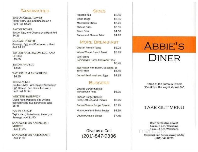 Abbie's Diner - Wyckoff, NJ menu_pic