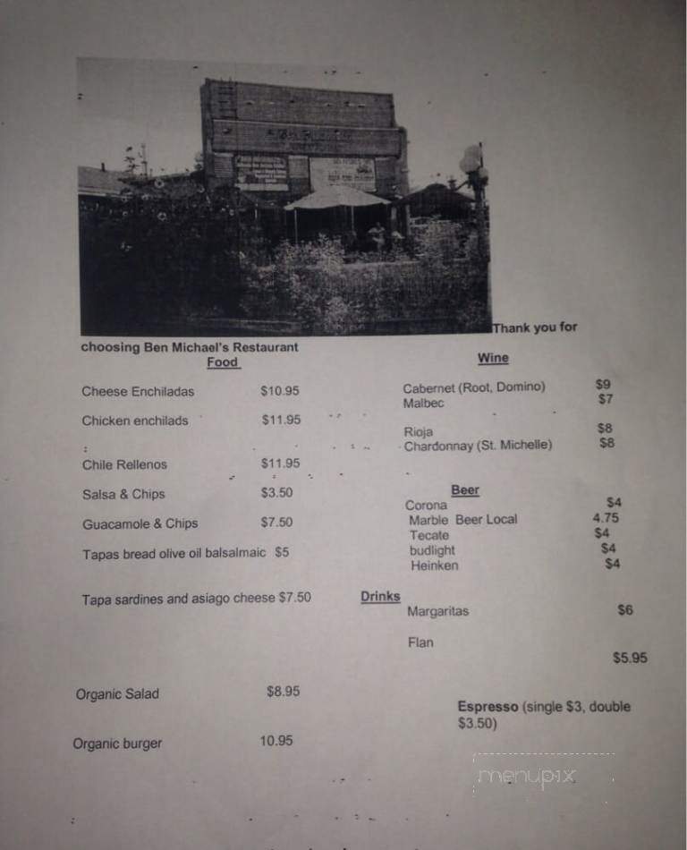 Ben Michael's Cafe - Albuquerque, NM menu_pic