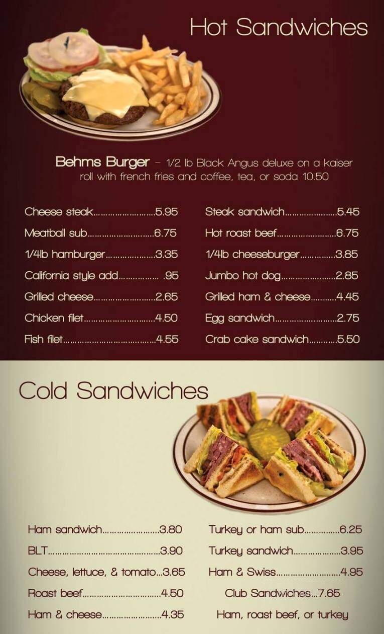 Behm's Family Restaurant - Tremont, PA menu_pic
