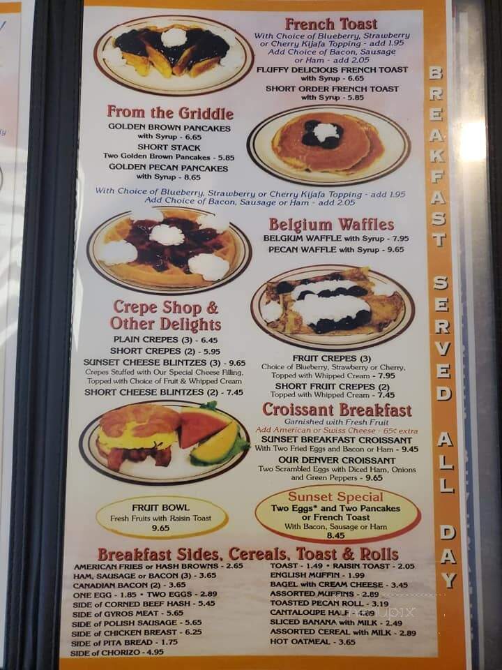 Sunset Family Restaurant - Waukesha, WI menu_pic