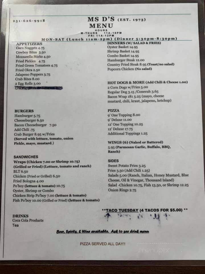 Miss D's Restaurant & Lounge - Daphne, AL menu_pic