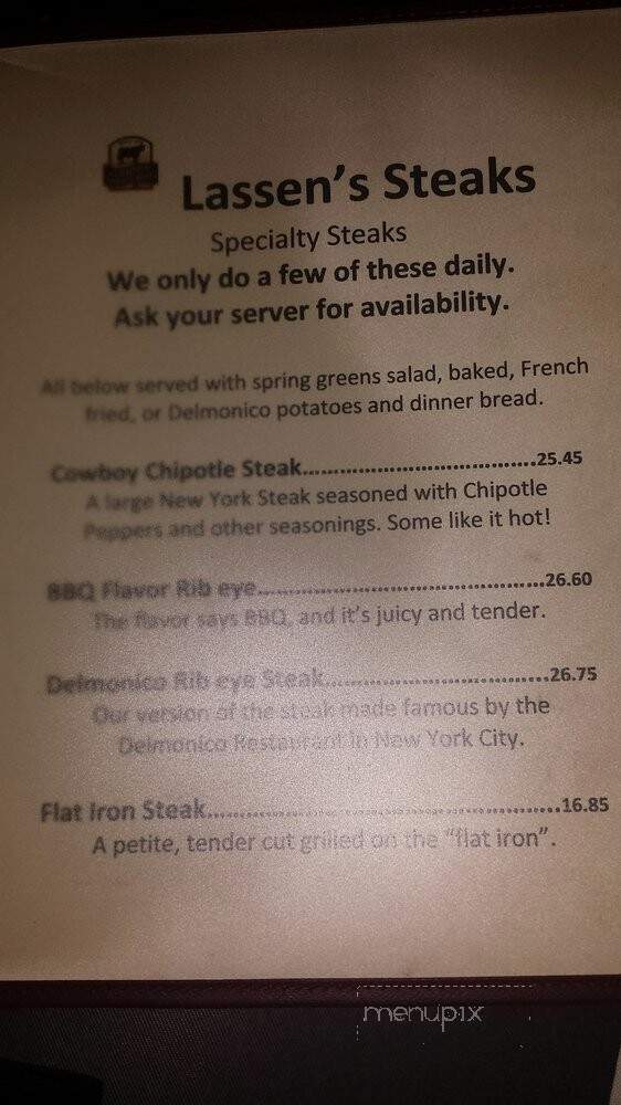 Lassen's Steaks - Susanville, CA menu_pic