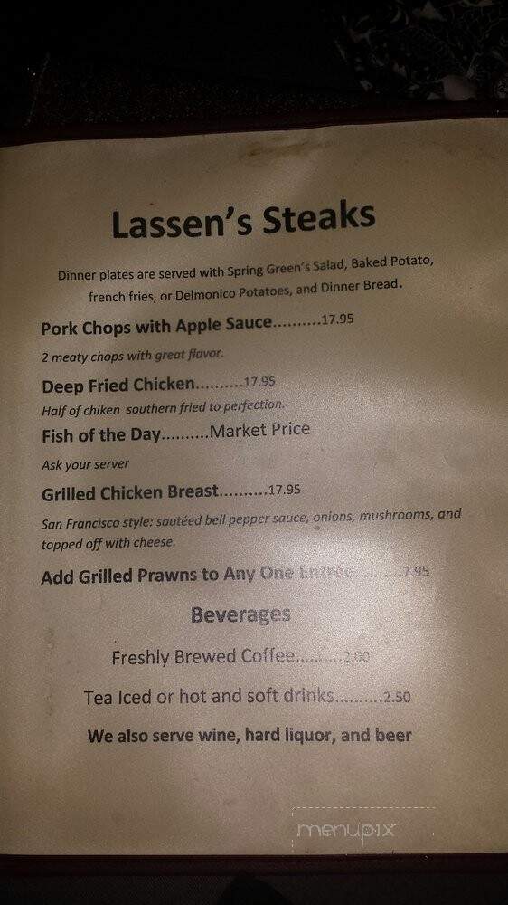 Lassen's Steaks - Susanville, CA menu_pic