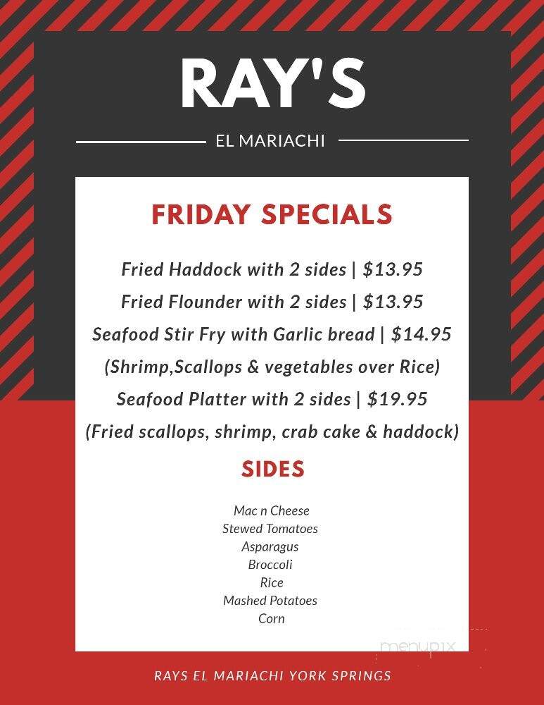 Ray's El Mariachi - York Springs, PA menu_pic