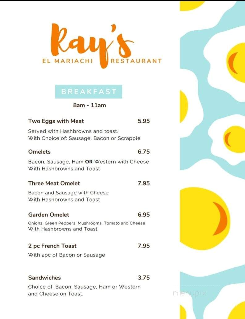 Ray's El Mariachi - York Springs, PA menu_pic