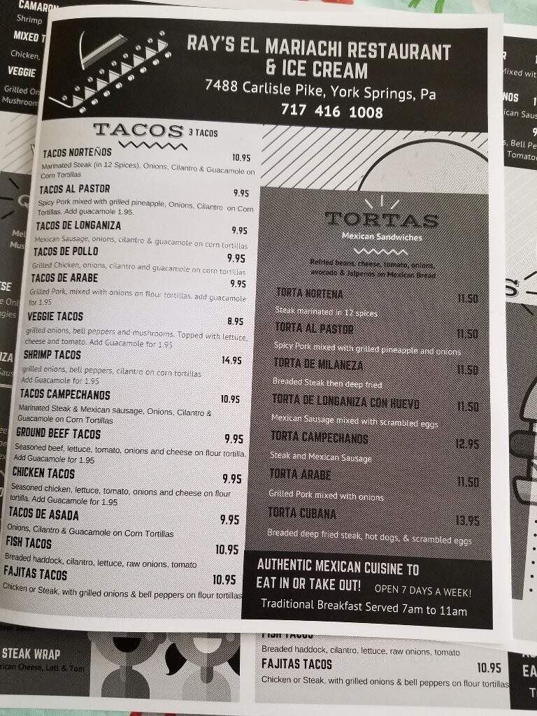 Ray's El Mariachi - York Springs, PA menu_pic