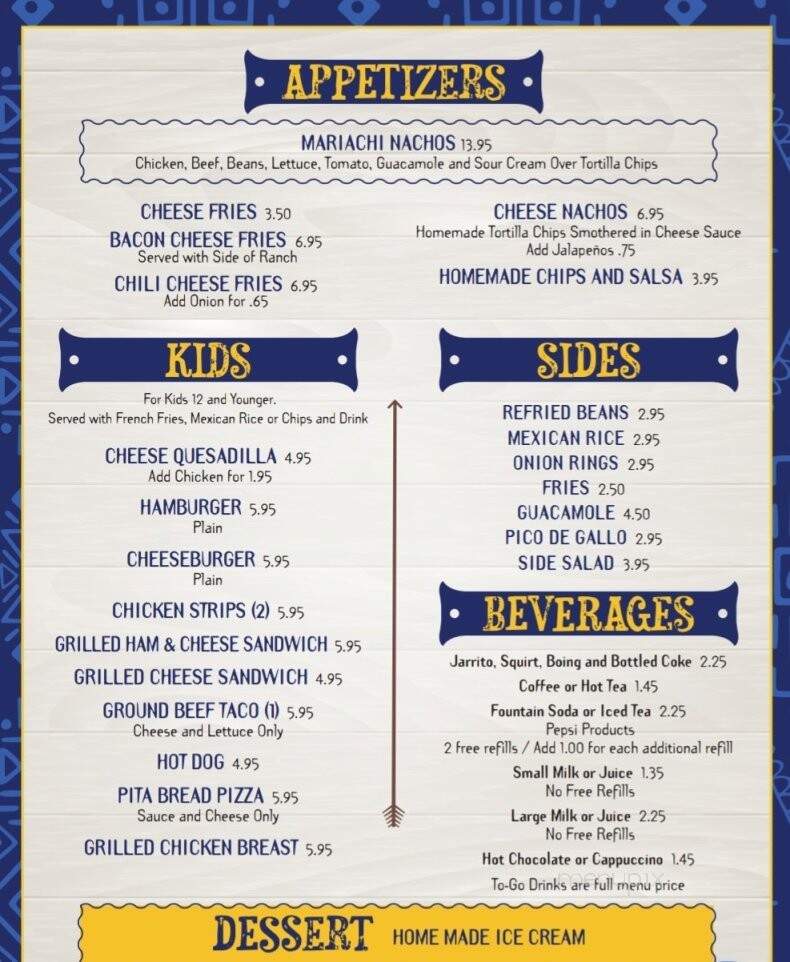 Ray's El Mariachi - York Springs, PA menu_pic