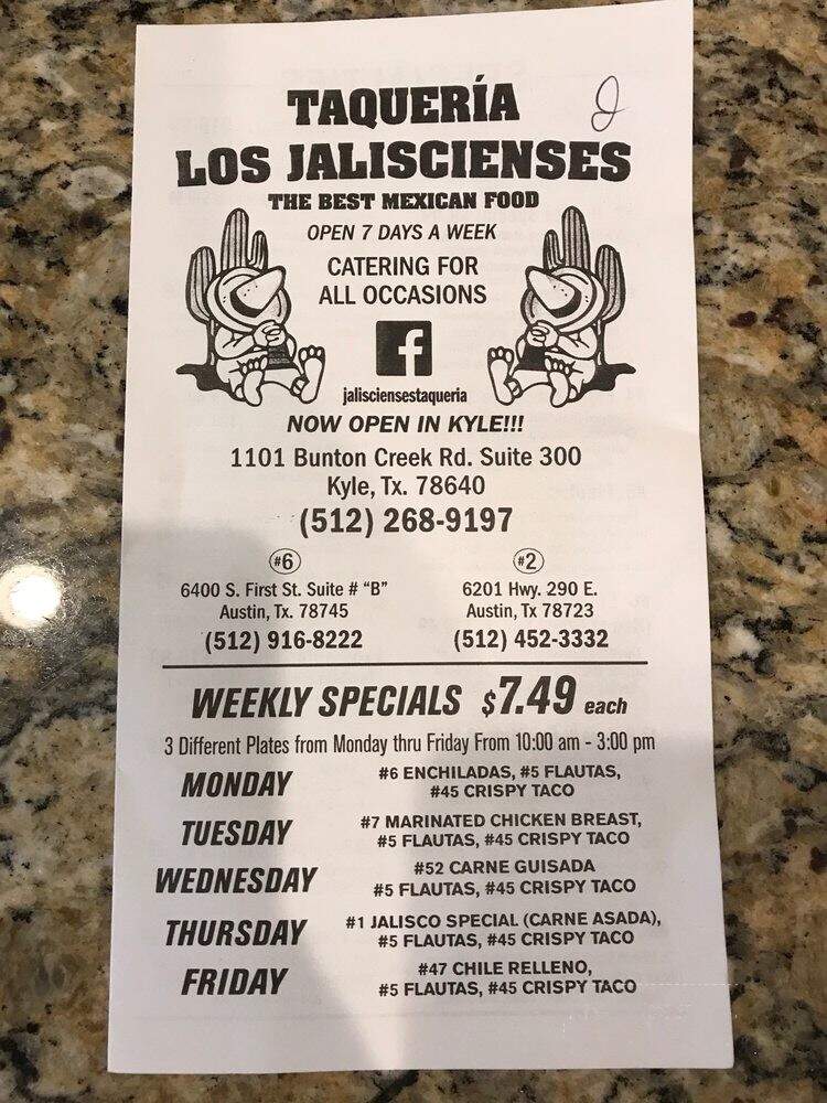 Taqueria Los Jaliscienses - Kyle, TX menu_pic