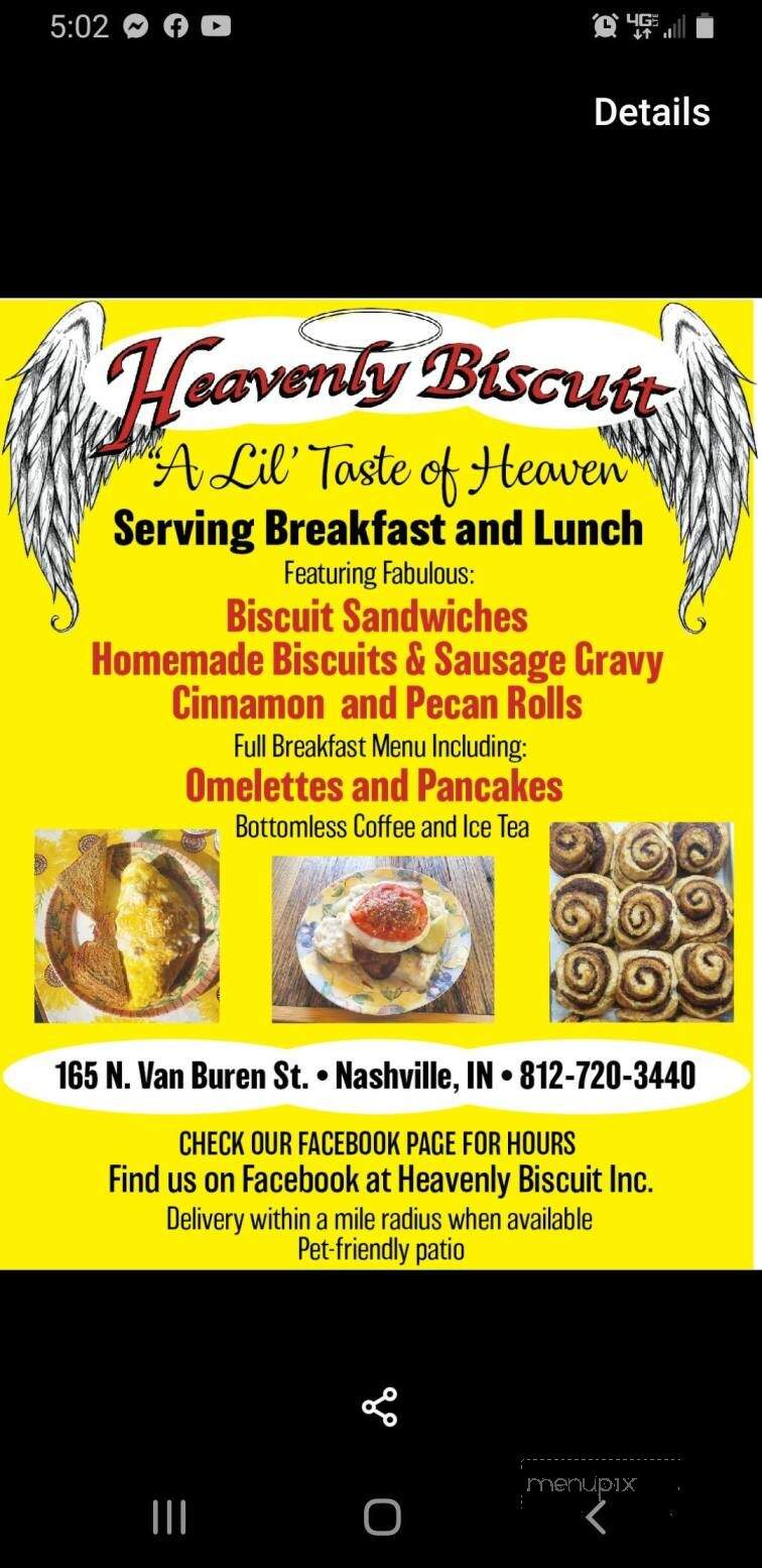 Heavenly Biscuit - Nashville, IN menu_pic