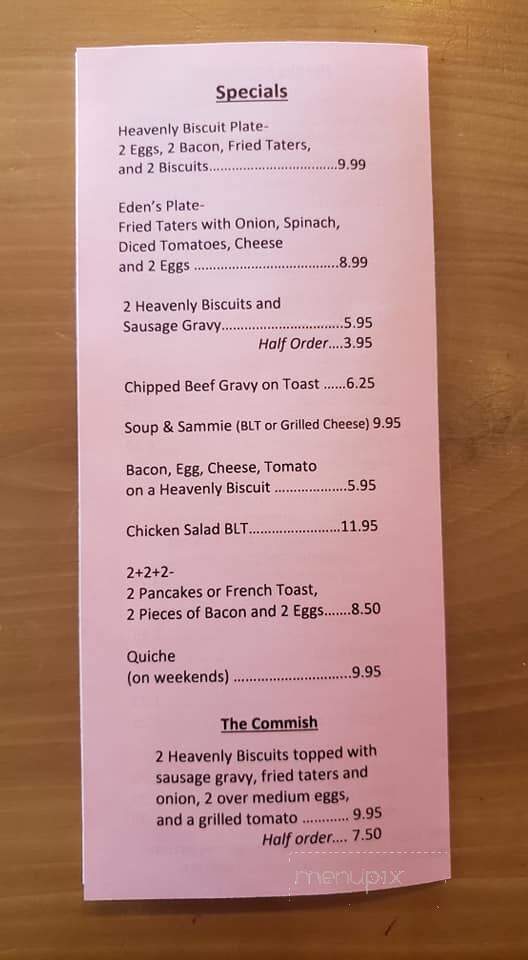 Heavenly Biscuit - Nashville, IN menu_pic