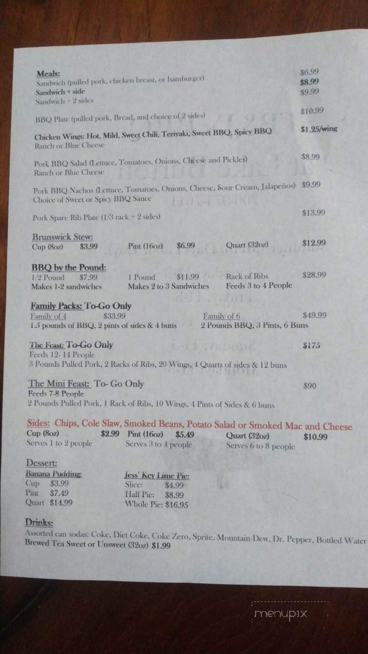 TB&J BBQ - Clarkesville, GA menu_pic