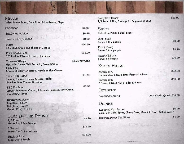 TB&J BBQ - Clarkesville, GA menu_pic