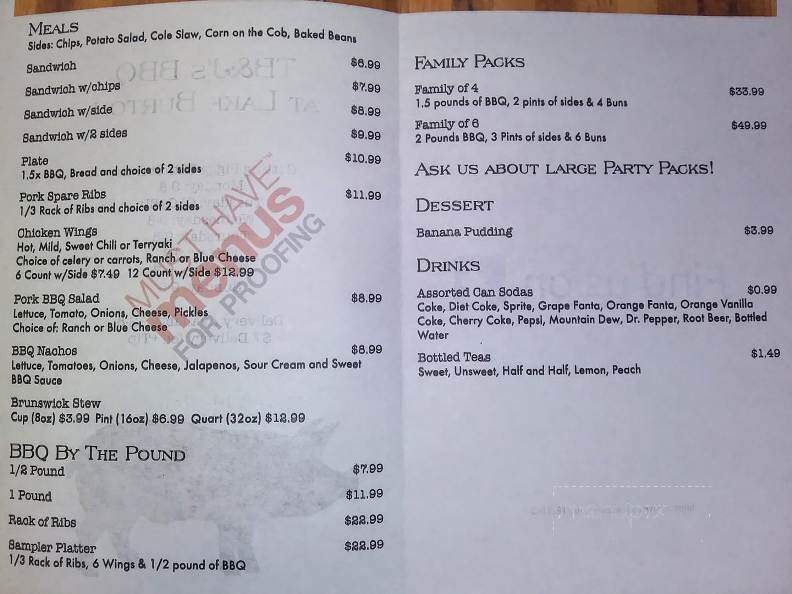 TB&J BBQ - Clarkesville, GA menu_pic