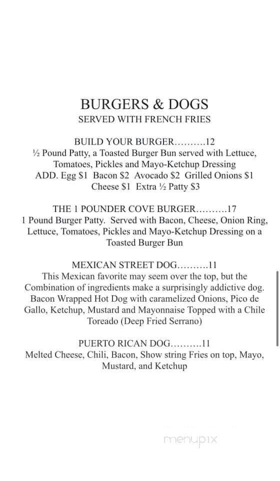 The Cove Bar & Grill - Avalon, CA menu_pic