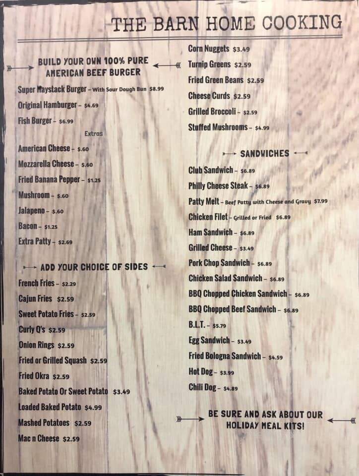 The Barn - Columbia, LA menu_pic